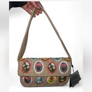 Beige floral easter egg beaded Shoulder Bag made in india america and beyond